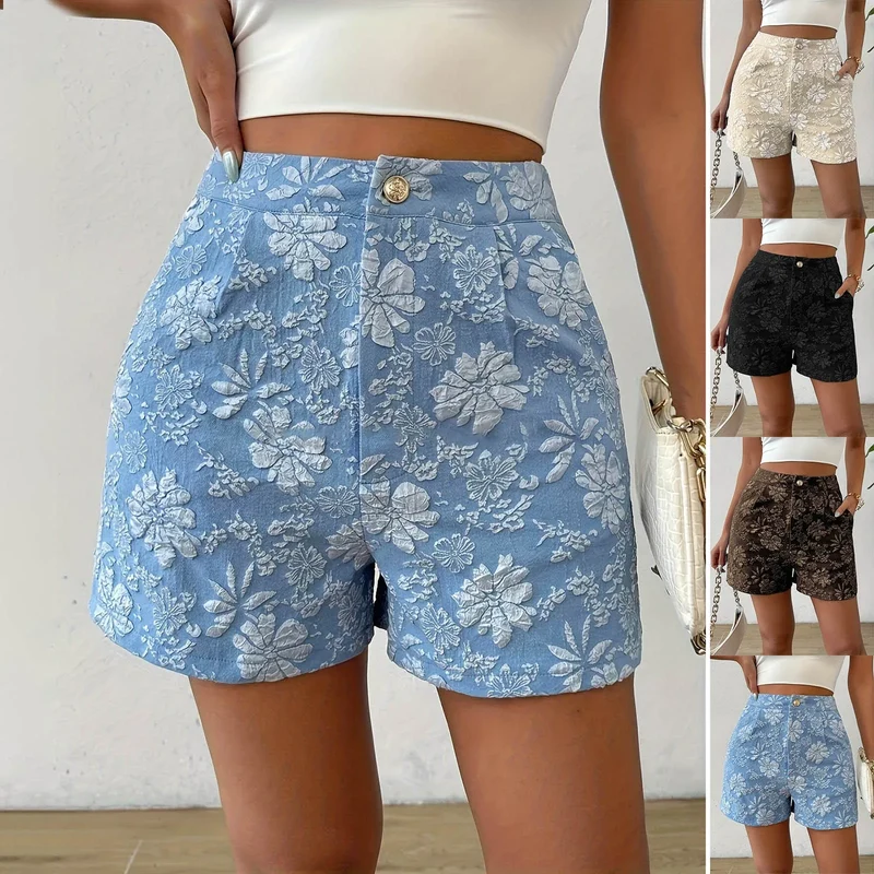 Short Bohème Brodé Bleu