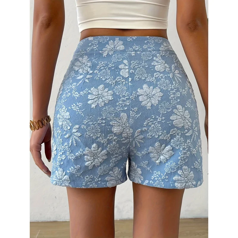 Short Bohème Brodé Bleu