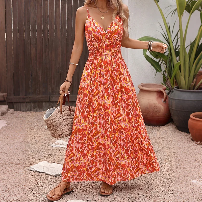 Robe bohême chic longue orange