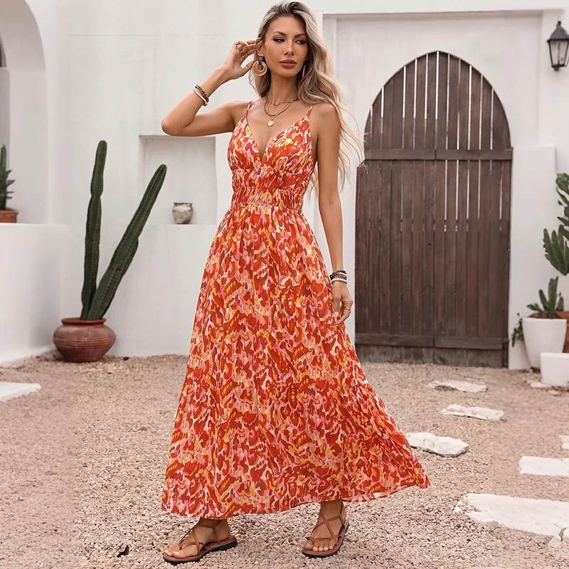 Robe bohême chic longue orange