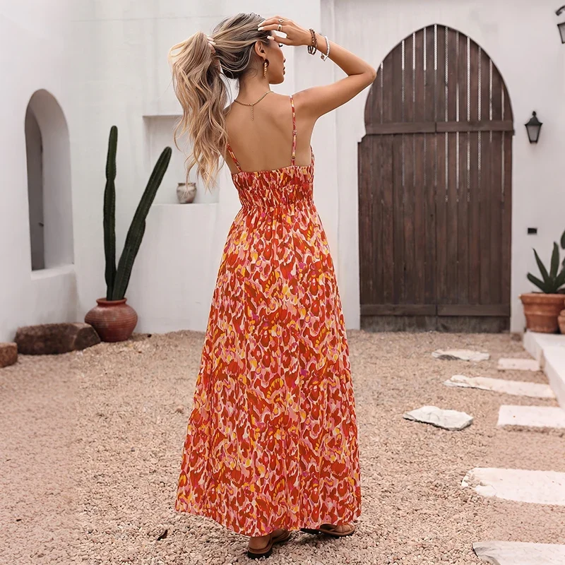 Robe bohême chic longue orange
