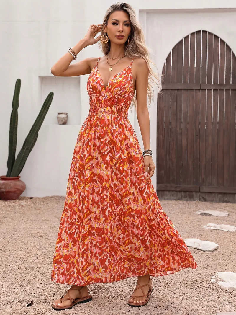 Robe bohême chic longue orange