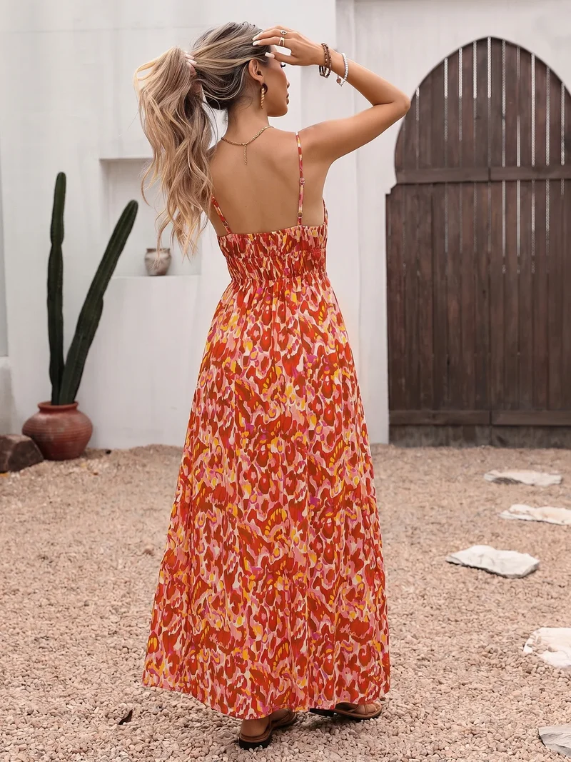 Robe bohême chic longue orange