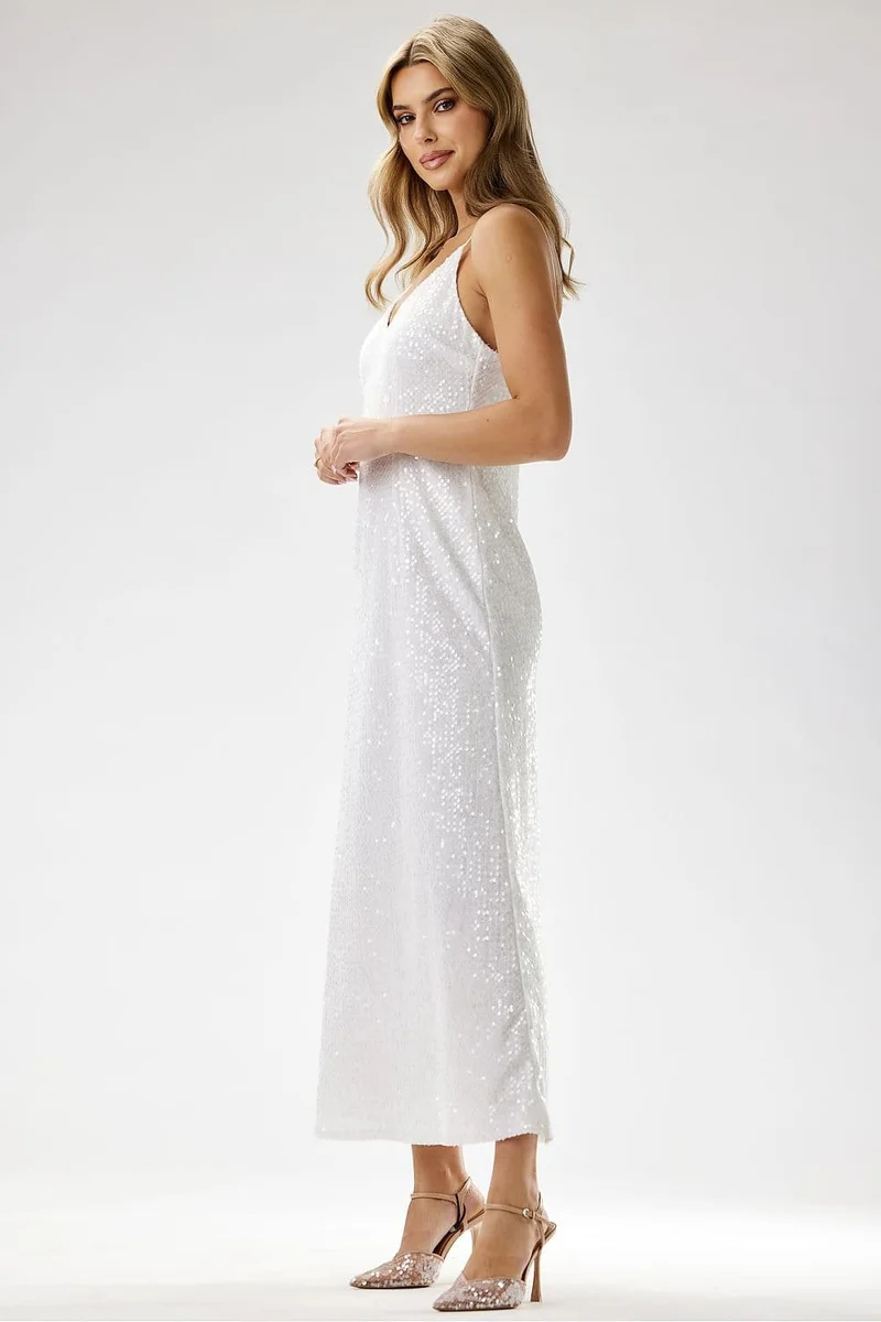 Robe de soirée paillette chic longue bretelles