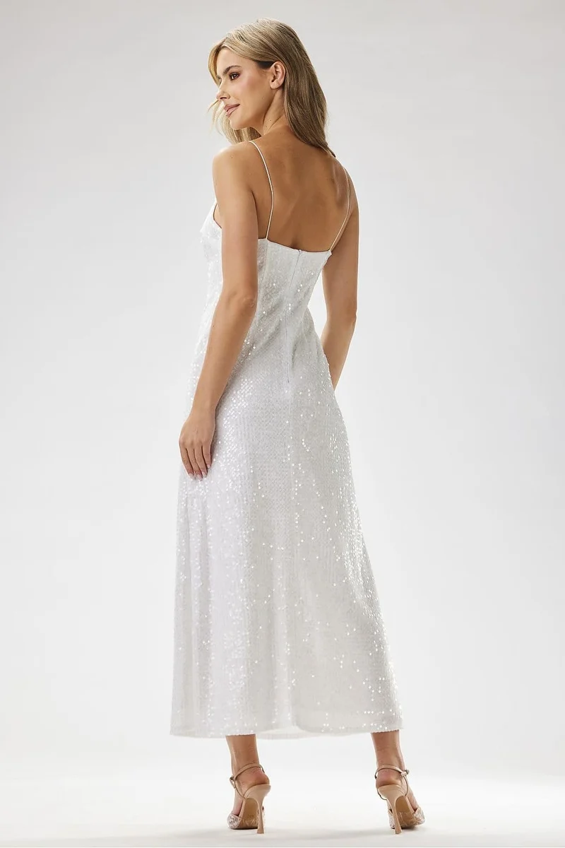 Robe de soirée paillette chic longue bretelles