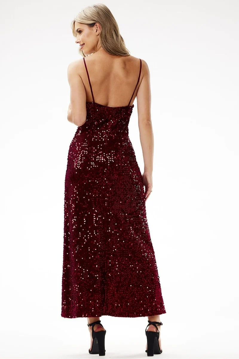 Robe de soirée paillette chic longue bretelles