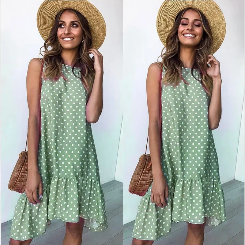 Robe d'été à pois jaune bohème