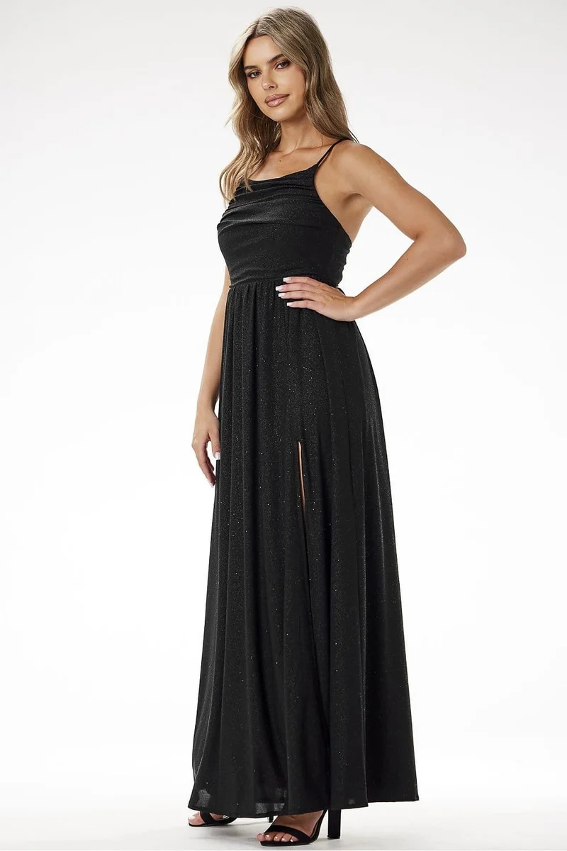 Robe de soirée sequin longue fendue