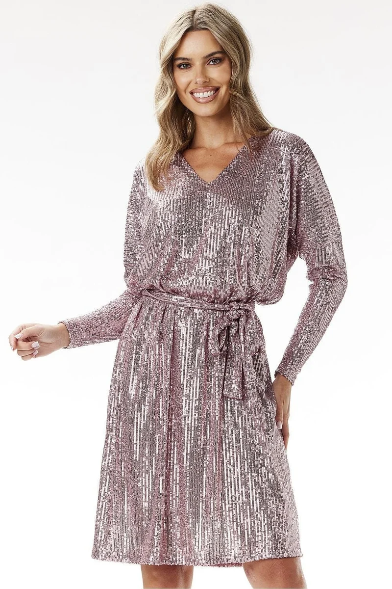 Robe pailletée manches longues