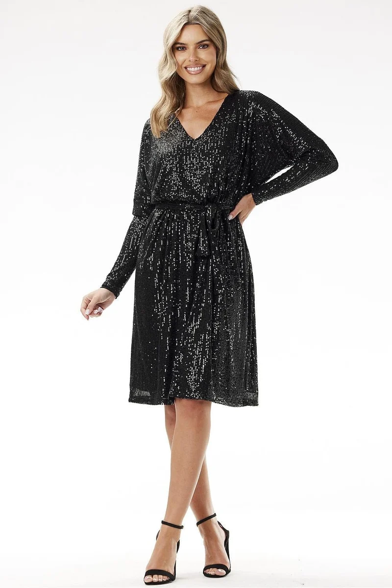 Robe pailletée manches longues