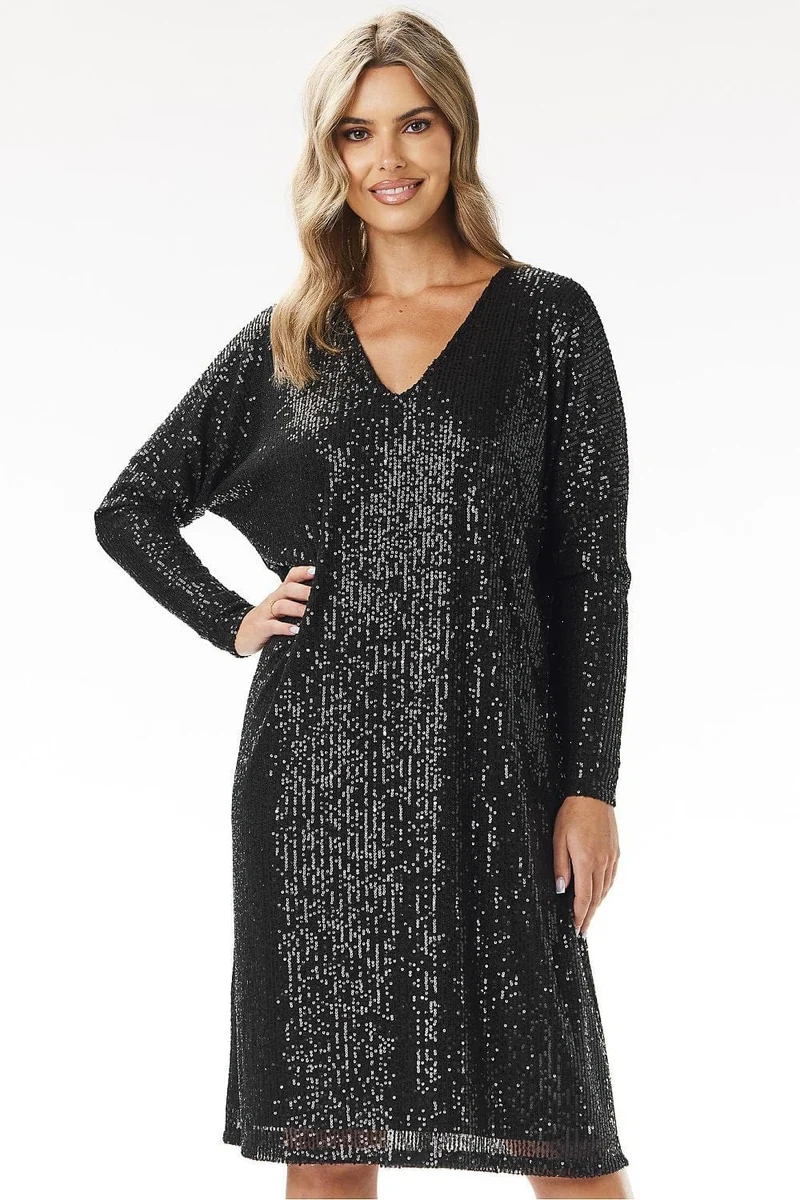 Robe pailletée manches longues