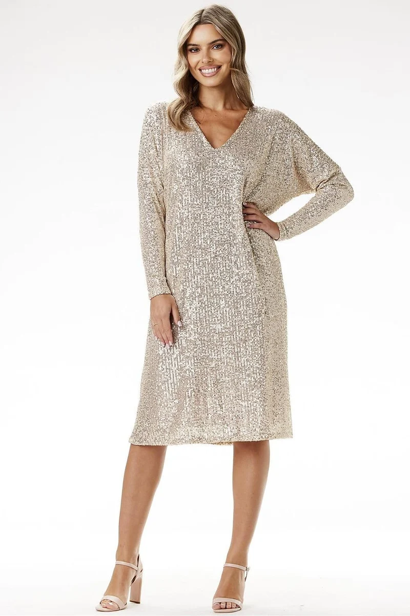 Robe pailletée manches longues