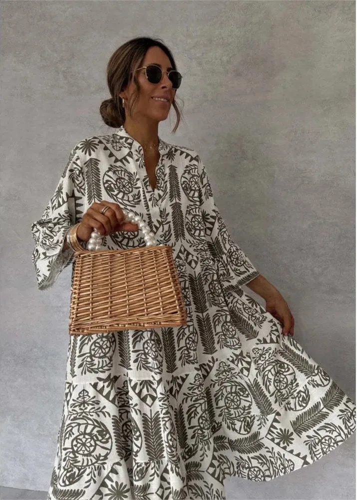 Robe loose bohème imprimée vintage