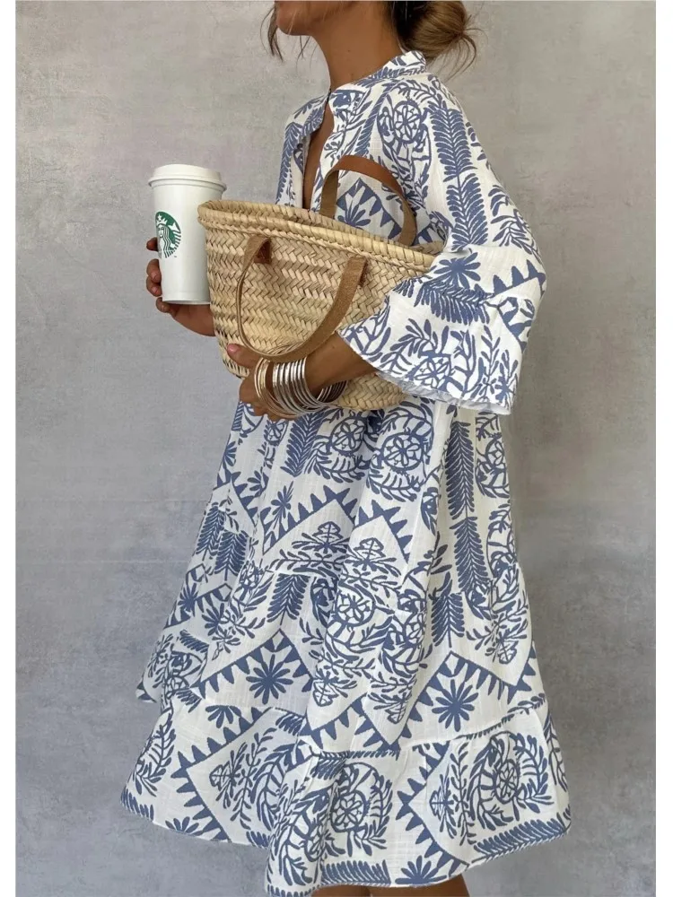 Robe loose bohème imprimée vintage