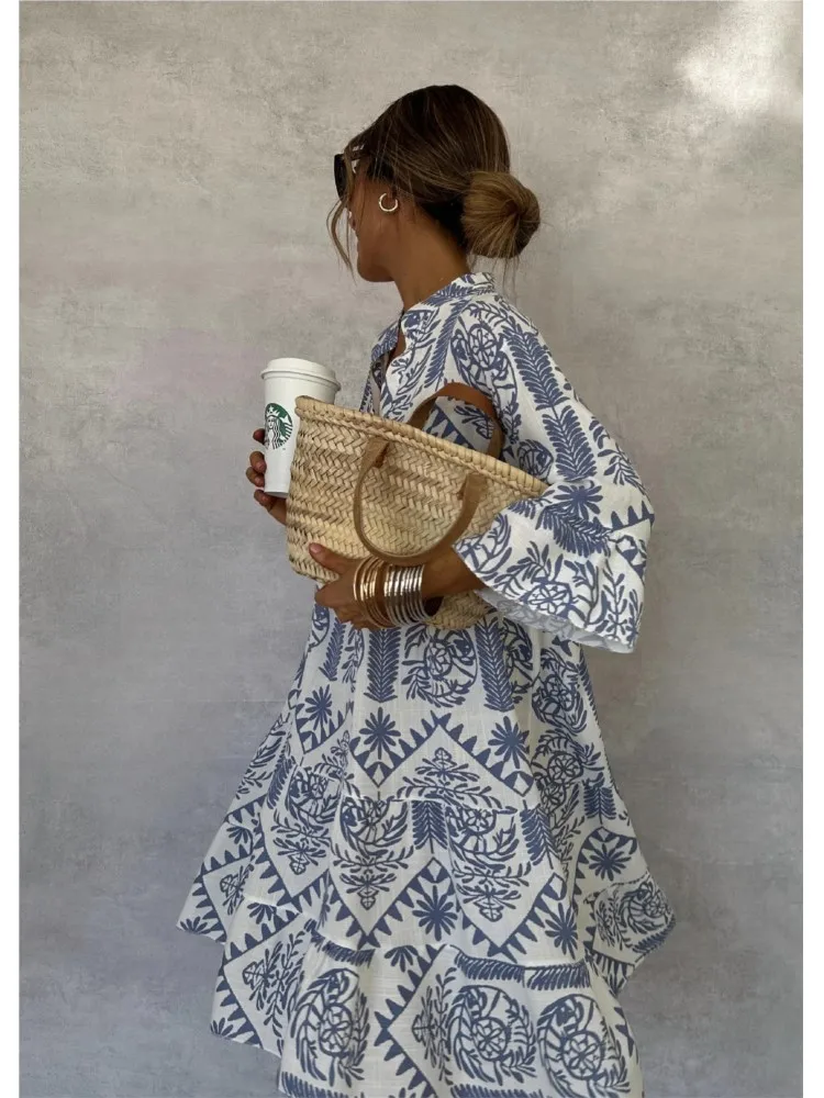 Robe loose bohème imprimée vintage