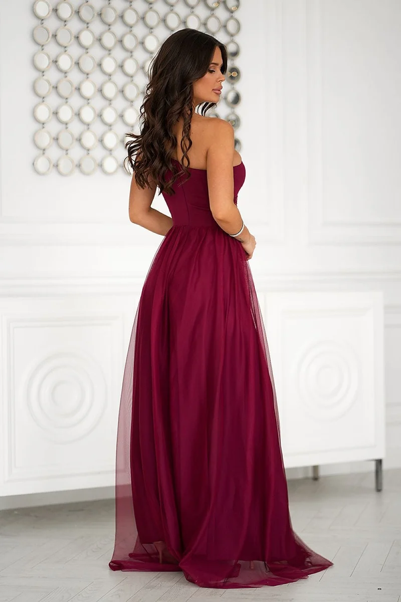 Robe de bal longue fendue haut pailleté