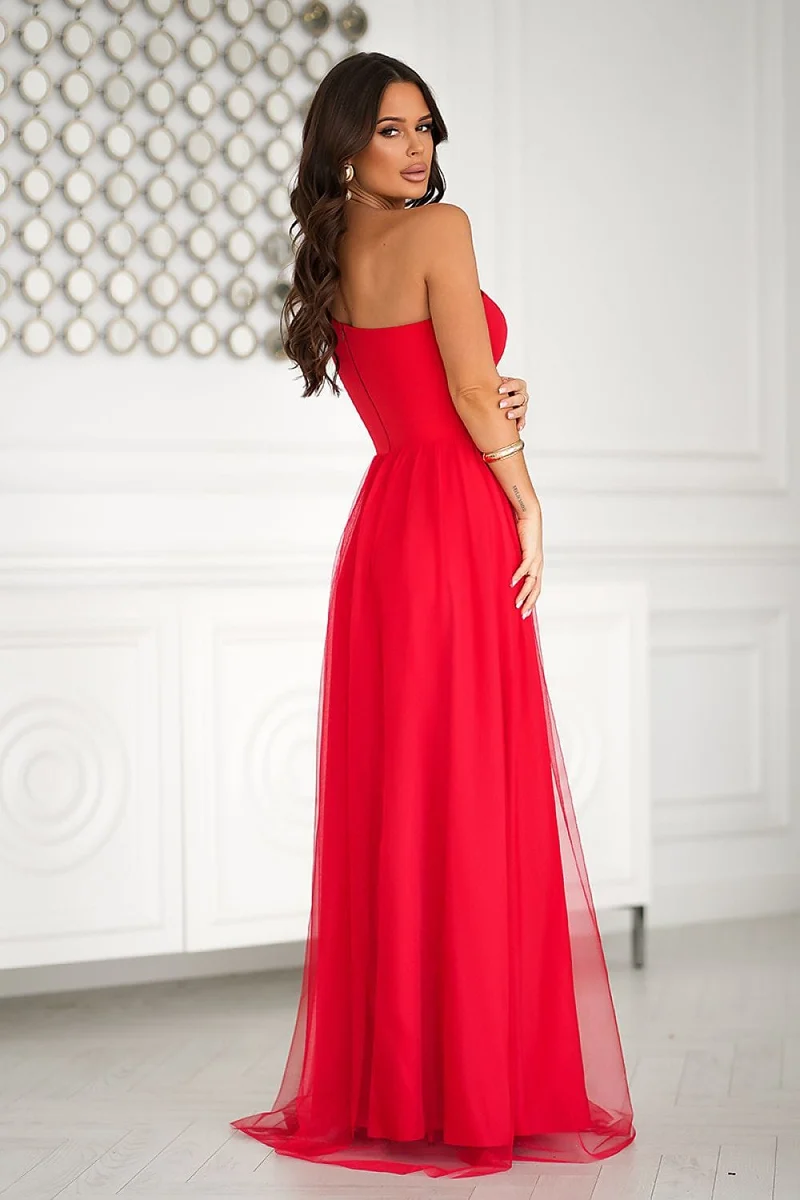 Robe de bal longue fendue haut pailleté