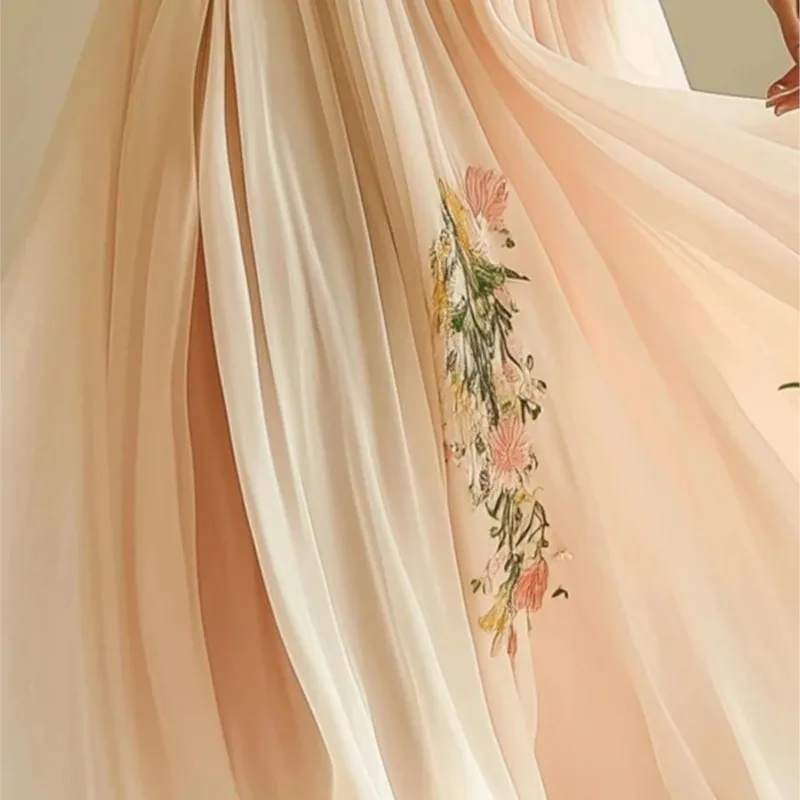 Robe en mousseline beige bohème chic