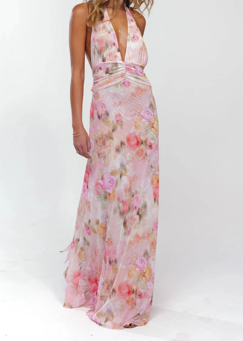 Robe longue chic et fluide pour femme pour cérémonie de mariage
