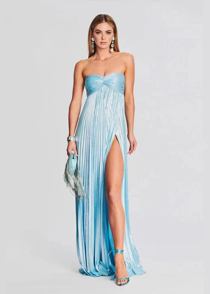 Robe bustier chic bleu ciel pour témoin de mariage