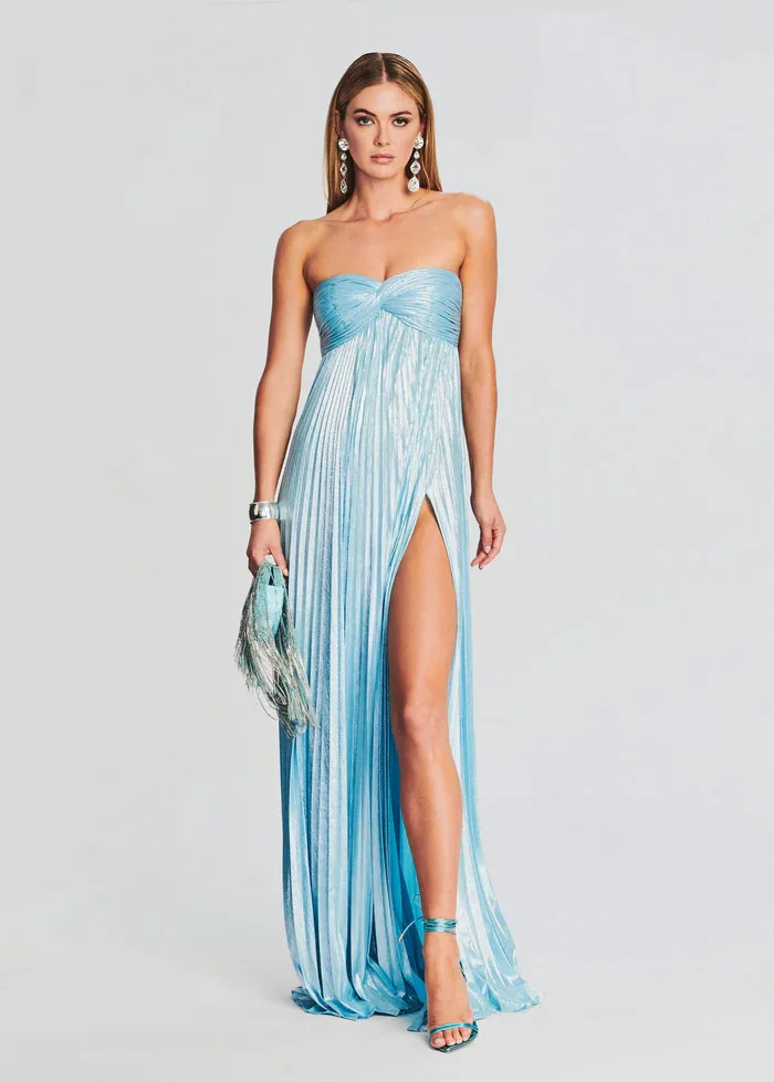 Robe bustier chic bleu ciel pour témoin de mariage