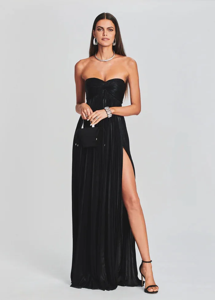 Robe bustier chic argentée pour témoin de mariage