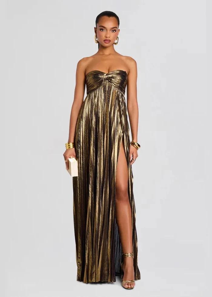 Robe bustier chic argentée pour témoin de mariage