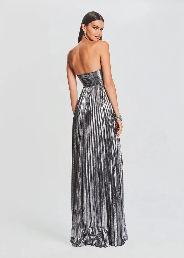 Robe bustier chic argentée pour témoin de mariage