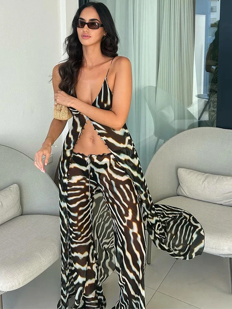 Ensemble chic fluide pour femme au motif zèbre