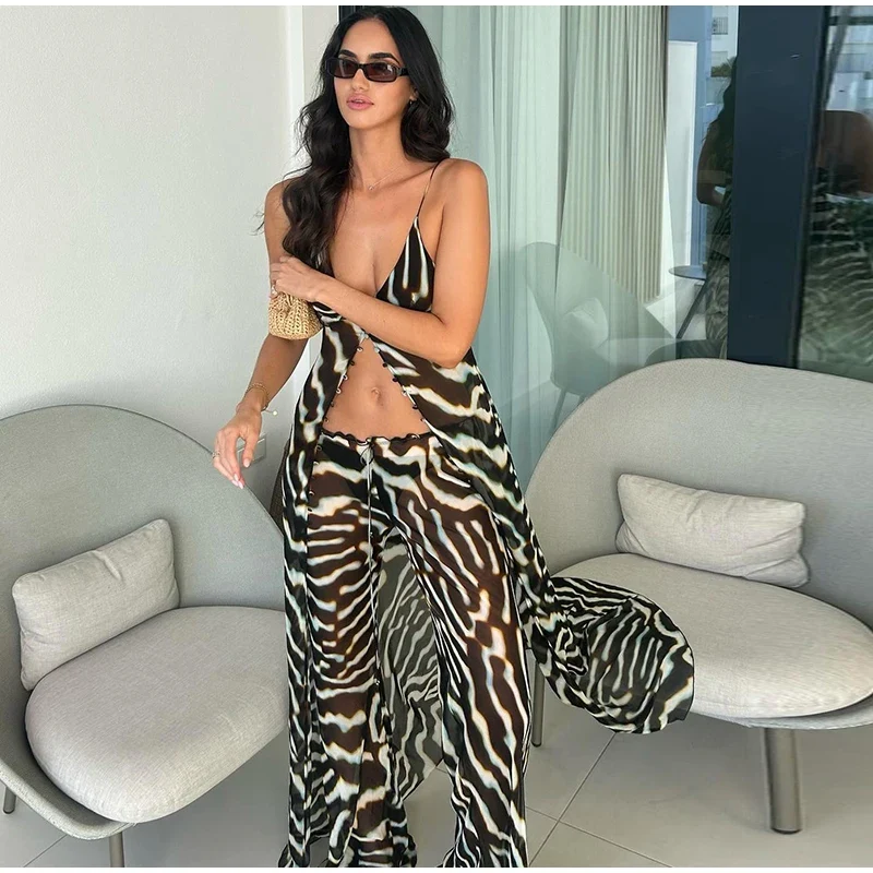 Ensemble chic fluide pour femme au motif zèbre