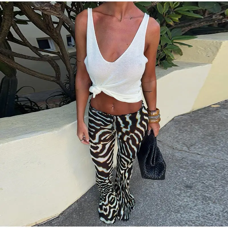 Ensemble chic fluide pour femme au motif zèbre