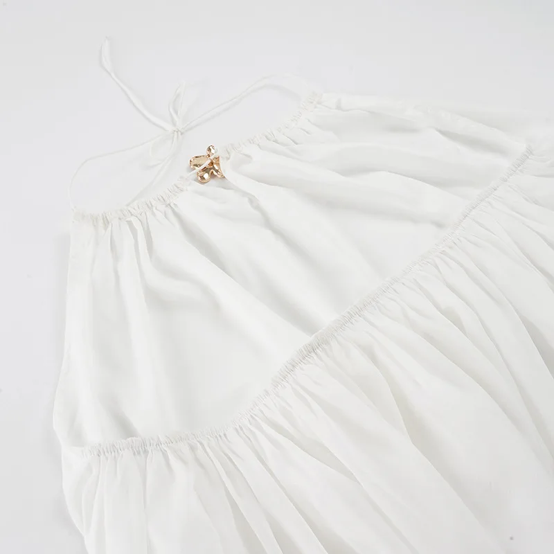 Robe courte blanche pour femme col cou et dos nu