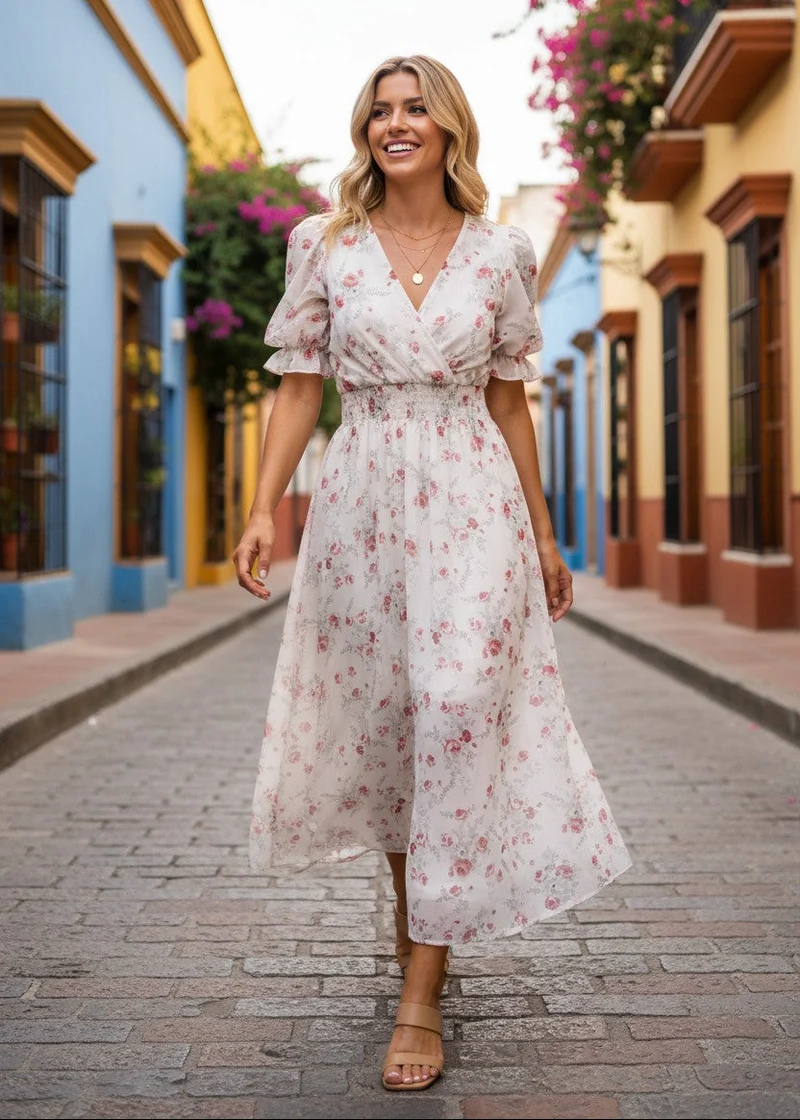 Robe longue bohème en mousseline
