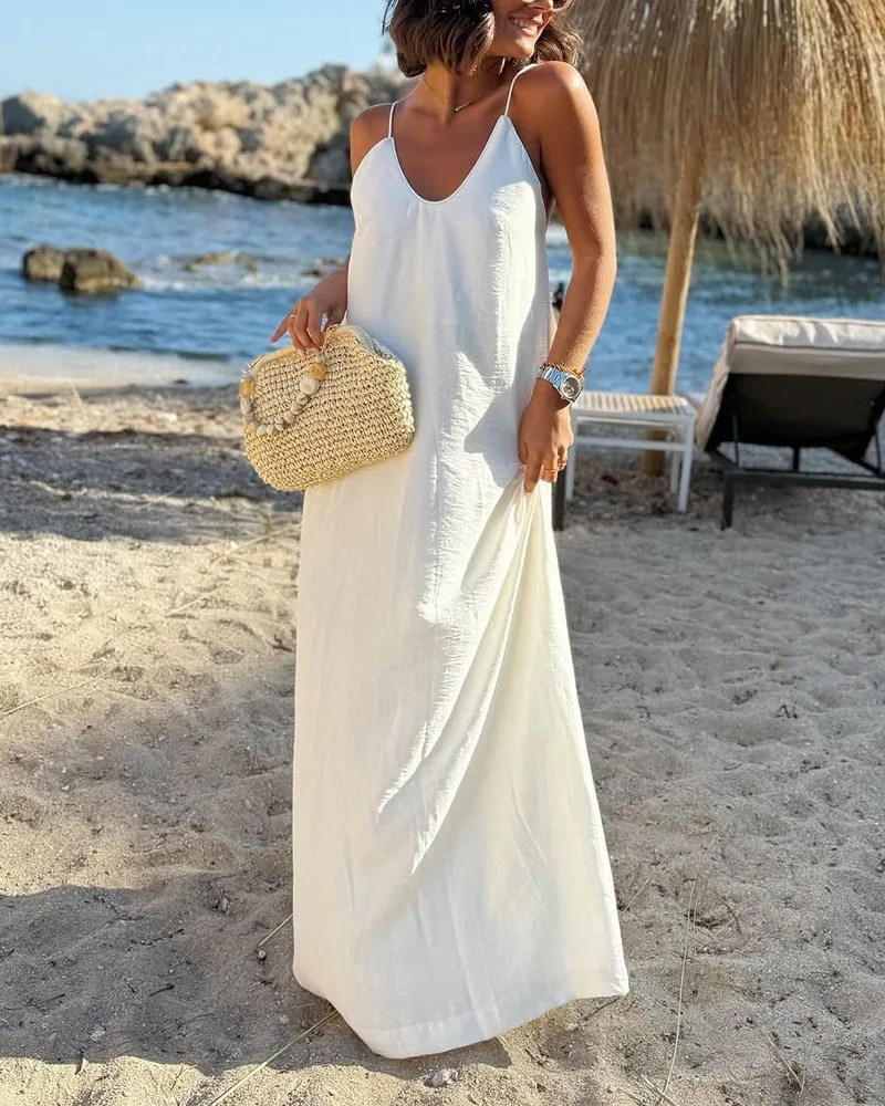 Robe longue à bretelles et dos nu