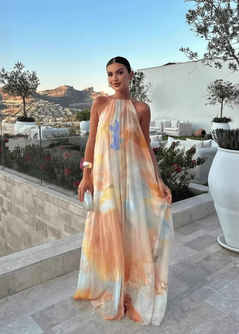Longue robe ample sans manches style bohème chic