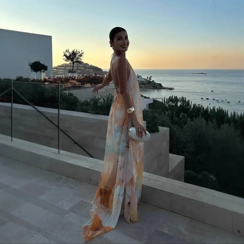 Longue robe ample sans manches style bohème chic