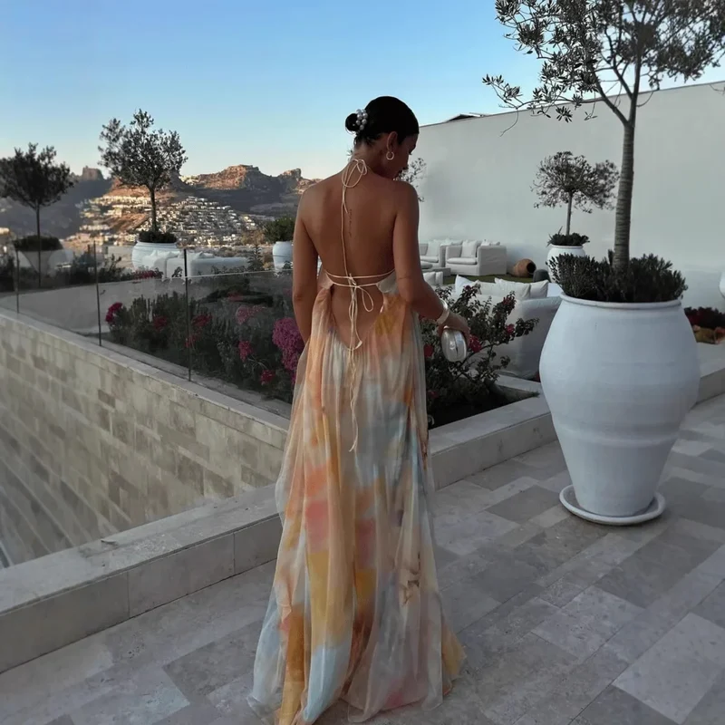 Longue robe ample sans manches style bohème chic