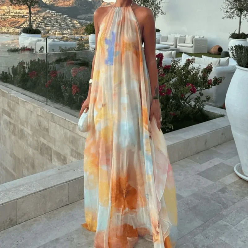 Longue robe ample sans manches style bohème chic