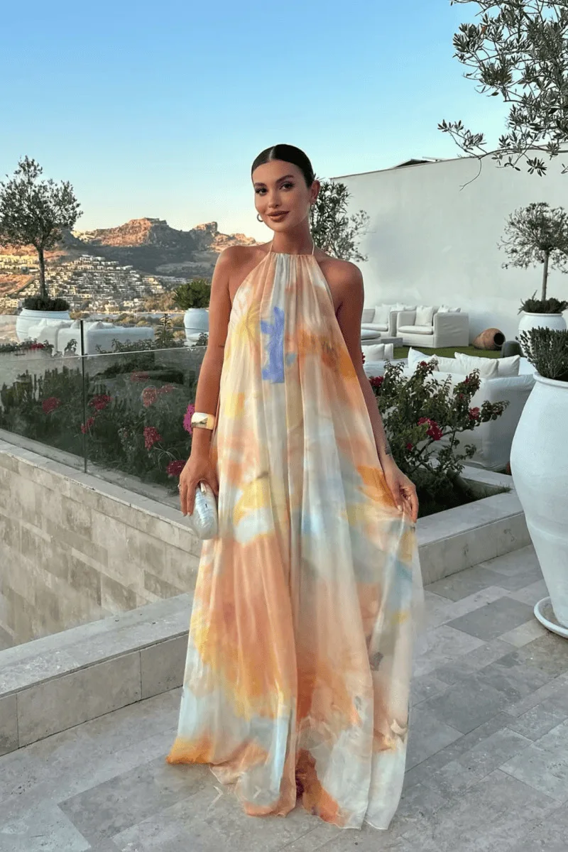 Longue robe ample sans manches style bohème chic