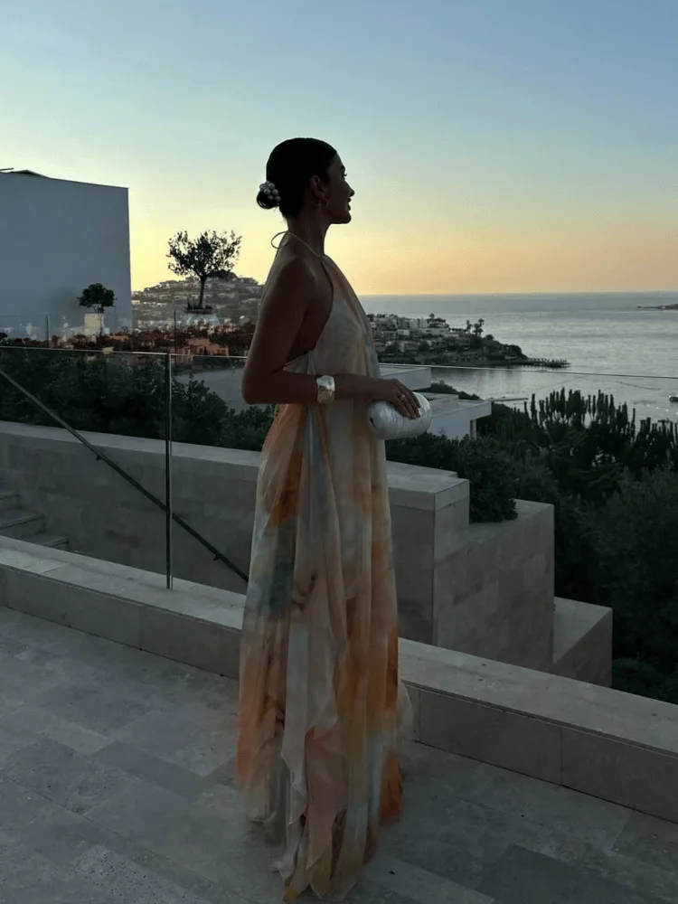 Longue robe ample sans manches style bohème chic