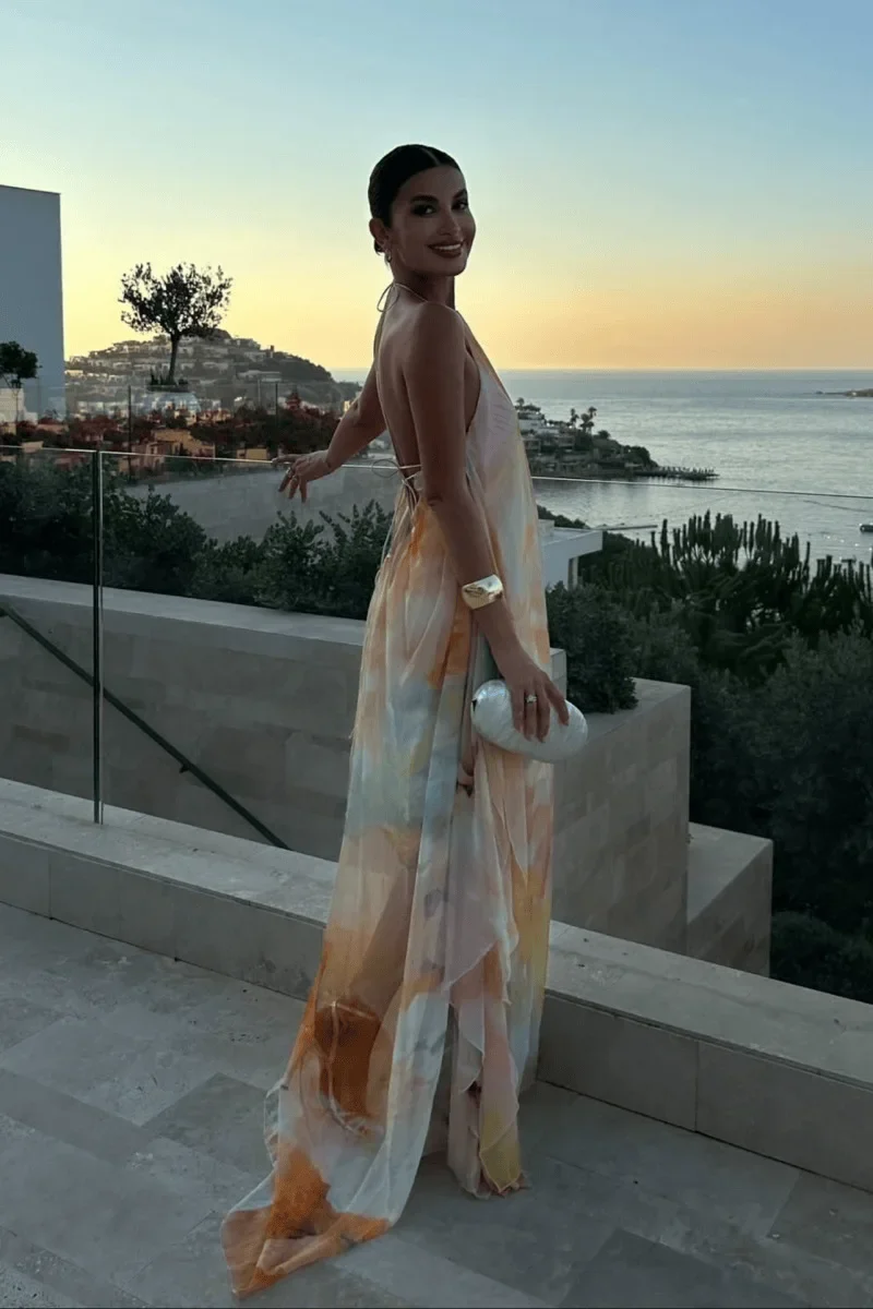 Longue robe ample sans manches style bohème chic