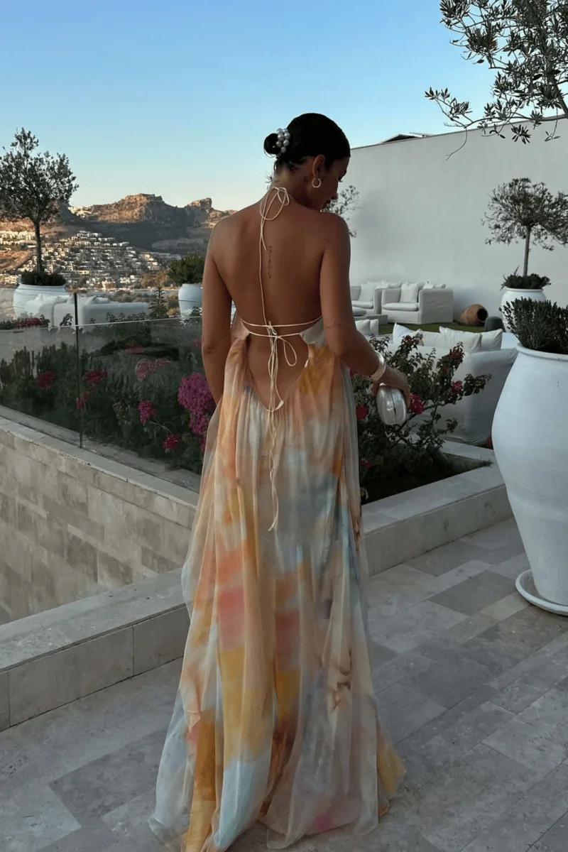 Longue robe ample sans manches style bohème chic