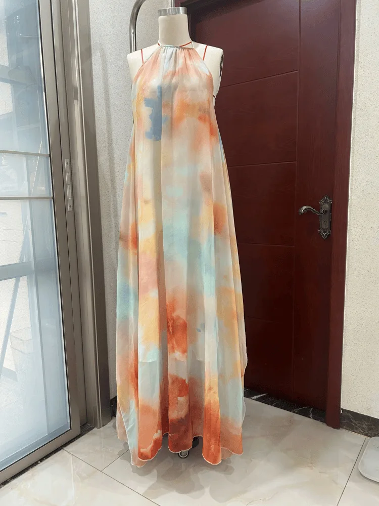 Longue robe ample sans manches style bohème chic