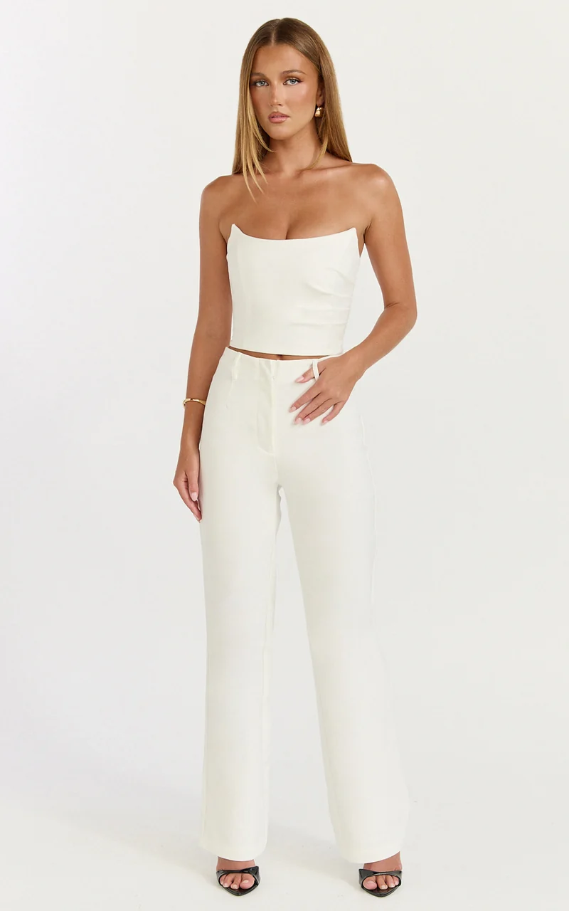Pietra Pants - Straight Leg Pants in White