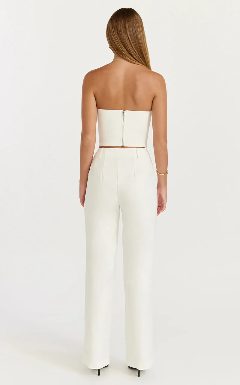Pietra Pants - Straight Leg Pants in White