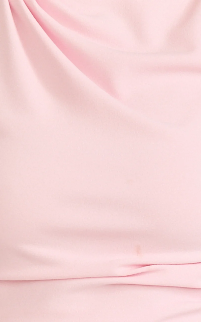 Helen Two Piece Set - Crepe Twisted Top And Wide Leg Pants in Pink
