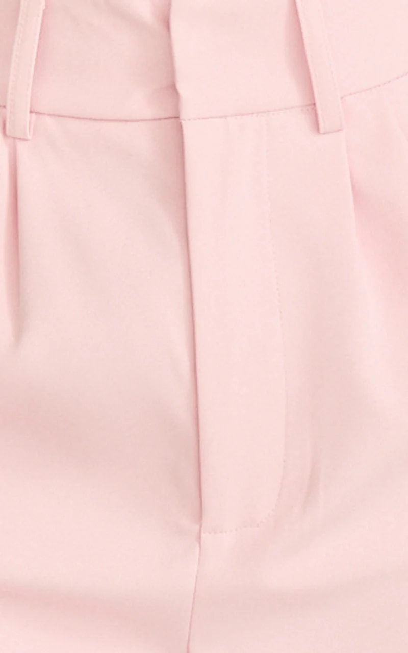 Melissa Pants - Pleat Front Wide Leg Tailored Pants in Pink