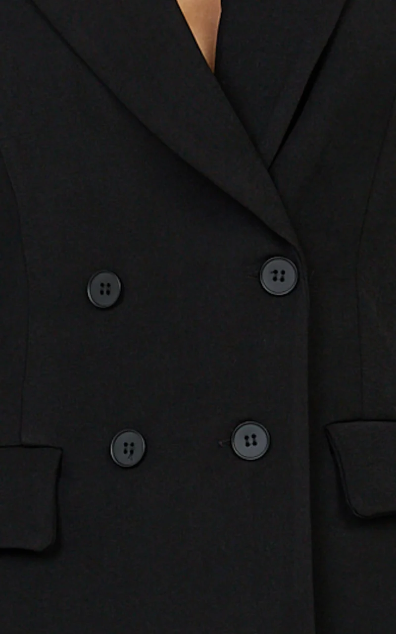 Vienna Blazer - Double Breasted Blazer with Adjustable Cinch Back in Black