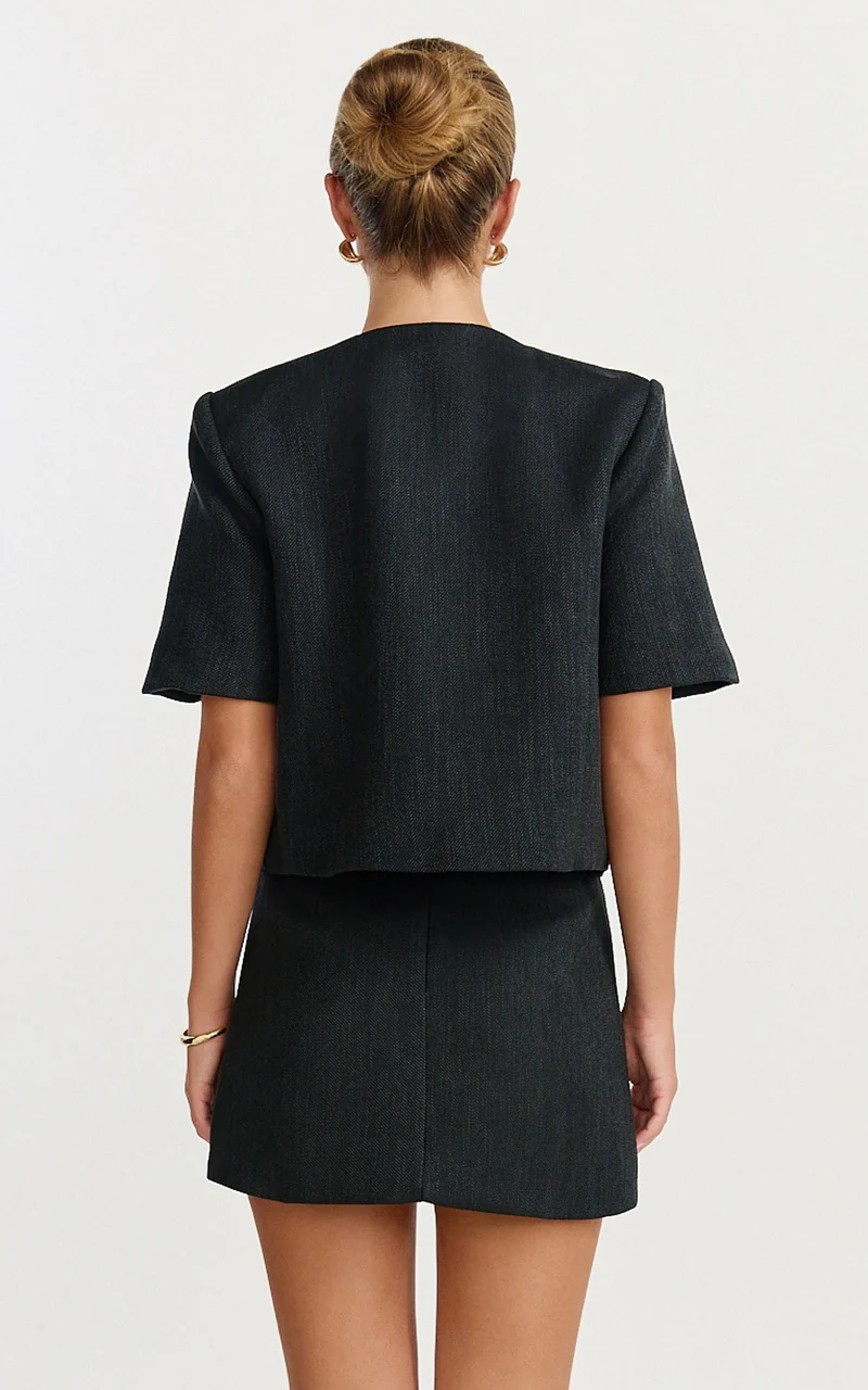 Halsey Jacket - Short Sleeve Structured Jacket in Black