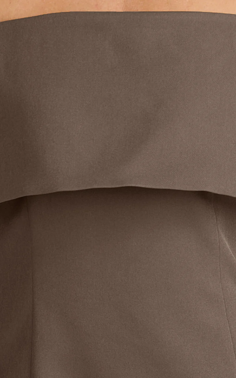 Marigold Mini Dress - Off Shoulder Long Sleeve Dress in Mocha